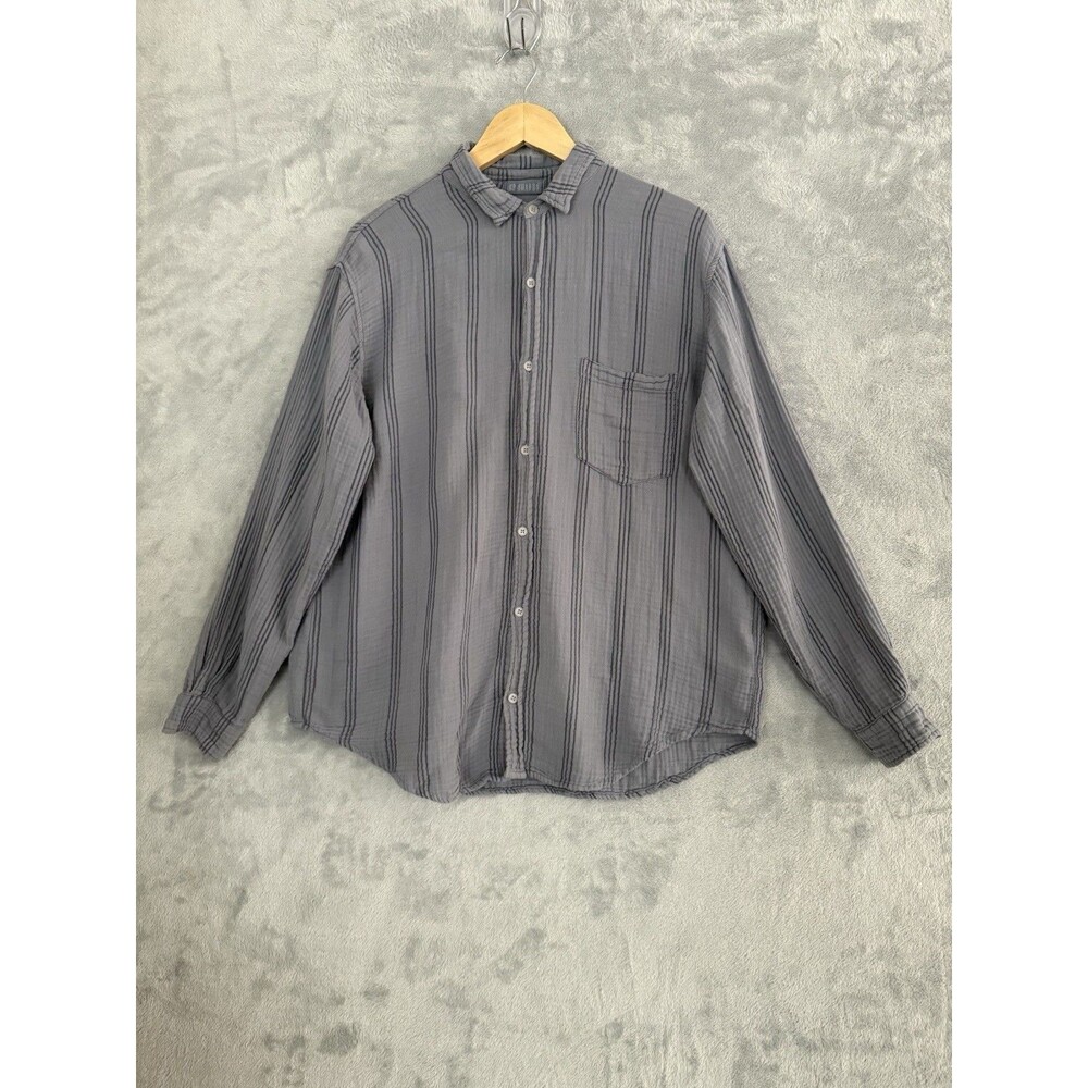 CP Shades Romy Shirt Womens M Gray Black Double Cotton Gauze USA Made